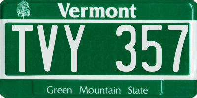 VT license plate TVY357