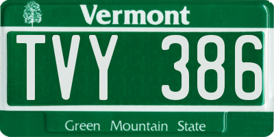 VT license plate TVY386