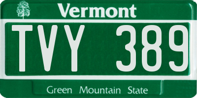 VT license plate TVY389