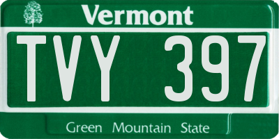VT license plate TVY397