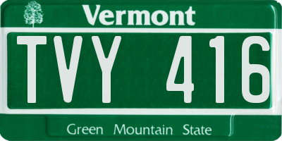 VT license plate TVY416