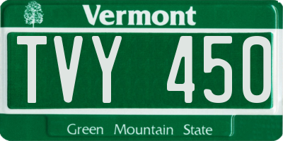 VT license plate TVY450