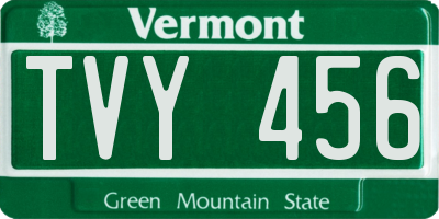VT license plate TVY456