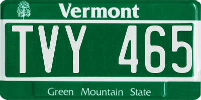 VT license plate TVY465