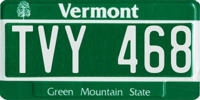 VT license plate TVY468