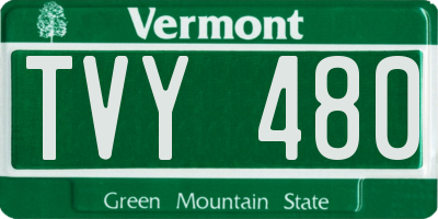 VT license plate TVY480