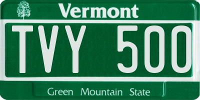 VT license plate TVY500