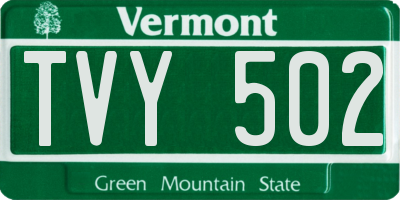 VT license plate TVY502