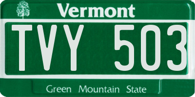 VT license plate TVY503