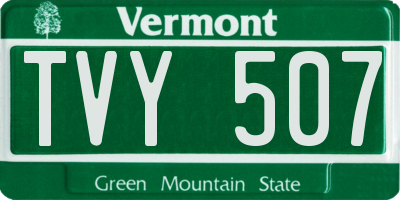 VT license plate TVY507