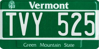 VT license plate TVY525
