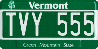 VT license plate TVY555
