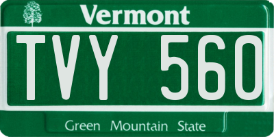 VT license plate TVY560