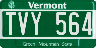 VT license plate TVY564