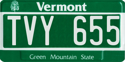 VT license plate TVY655