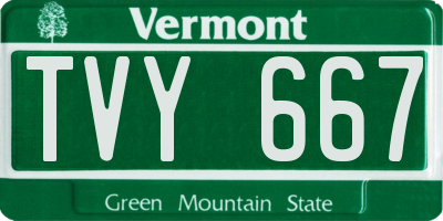 VT license plate TVY667