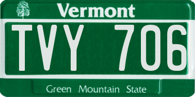 VT license plate TVY706
