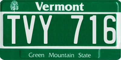 VT license plate TVY716