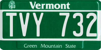 VT license plate TVY732
