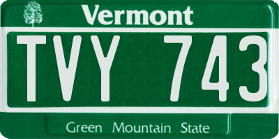 VT license plate TVY743
