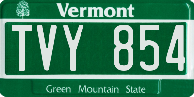 VT license plate TVY854