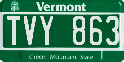 VT license plate TVY863
