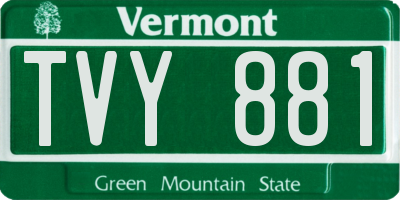 VT license plate TVY881