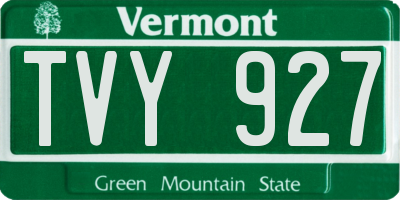 VT license plate TVY927