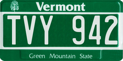 VT license plate TVY942