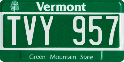 VT license plate TVY957
