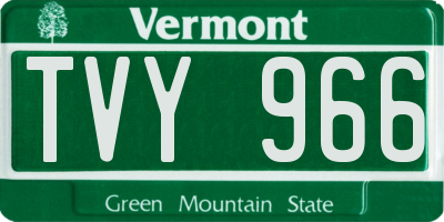 VT license plate TVY966
