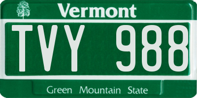 VT license plate TVY988