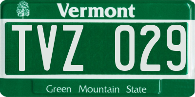 VT license plate TVZ029