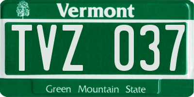 VT license plate TVZ037