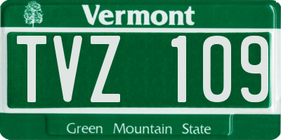 VT license plate TVZ109