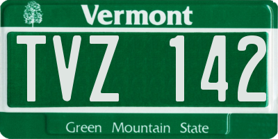 VT license plate TVZ142