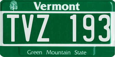 VT license plate TVZ193