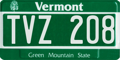 VT license plate TVZ208