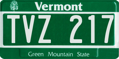 VT license plate TVZ217