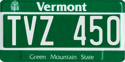 VT license plate TVZ450