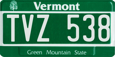 VT license plate TVZ538