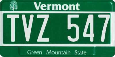 VT license plate TVZ547