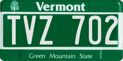 VT license plate TVZ702