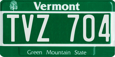 VT license plate TVZ704