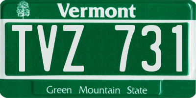 VT license plate TVZ731