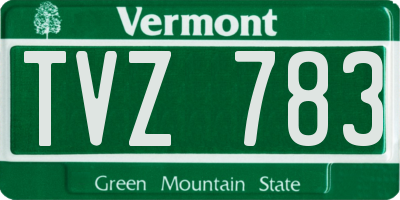 VT license plate TVZ783
