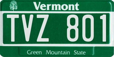 VT license plate TVZ801