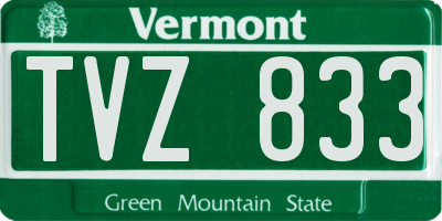VT license plate TVZ833