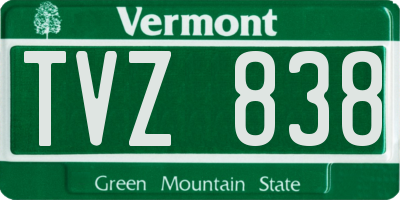 VT license plate TVZ838