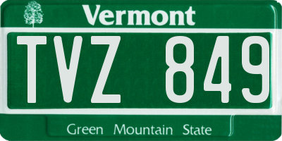 VT license plate TVZ849